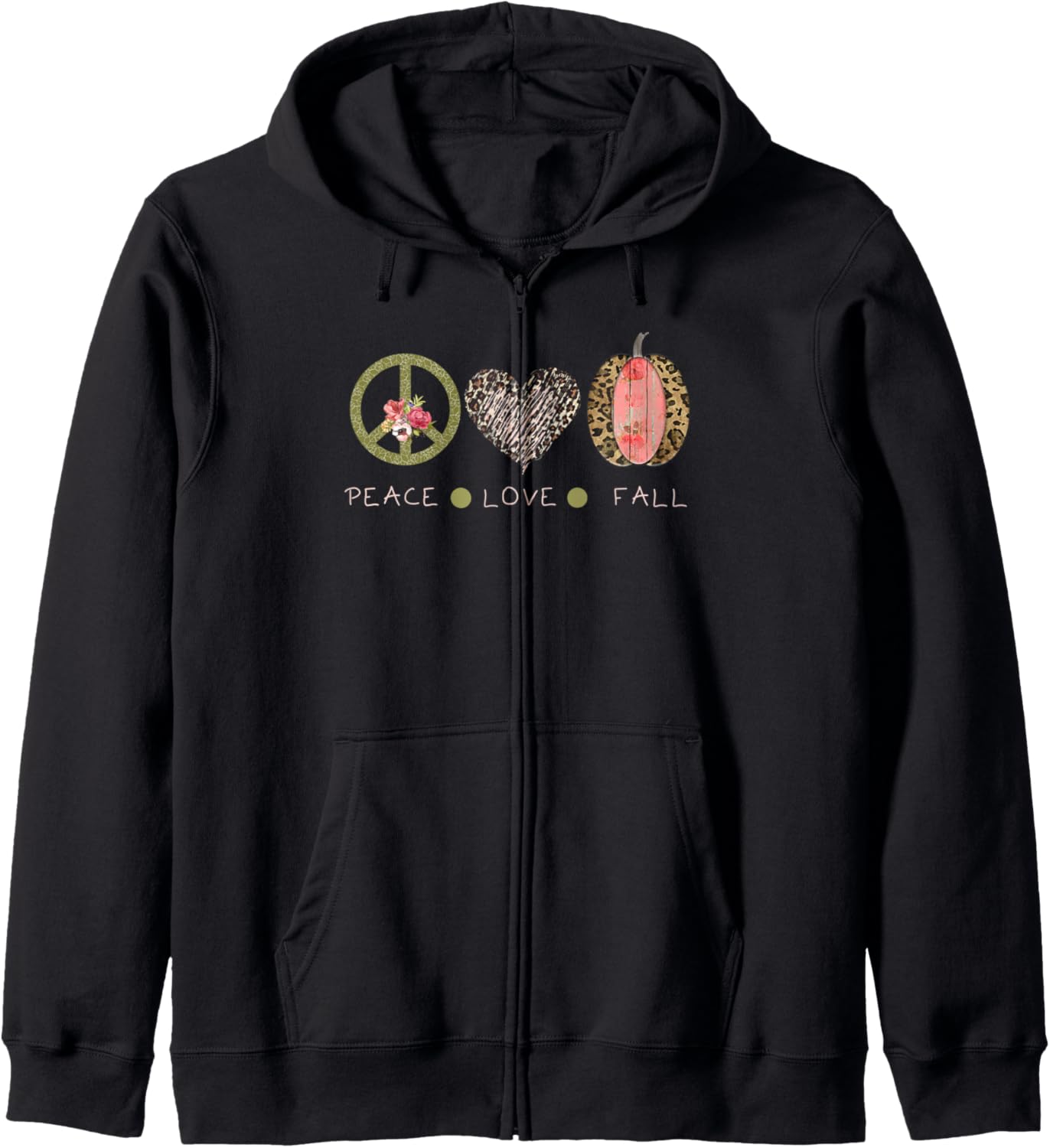 Peace Love Fall Shirt Leopard Cheetah Print Pumpkin Tshirt Zip Hoodie Hoodie Streetwear Style Gift Ready