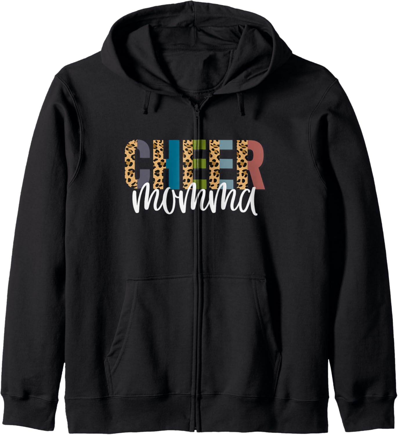 Cheer MOMMA Leopard Cheetah Print Retro Trendy Cute Zip Hoodie Hoodie Viral TikTok Find Gift Ready
