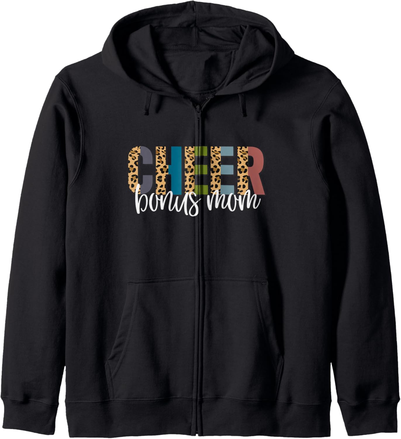 Cheer BONUS MOM Leopard Cheetah Print Retro Trendy Cute Zip Hoodie Hoodie Premium Print Fan Favorite