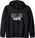 Soccer AUNT Leopard Cheetah Print Retro Trendy Cute Zip Hoodie Hoodie Comfort Fit Gift Ready