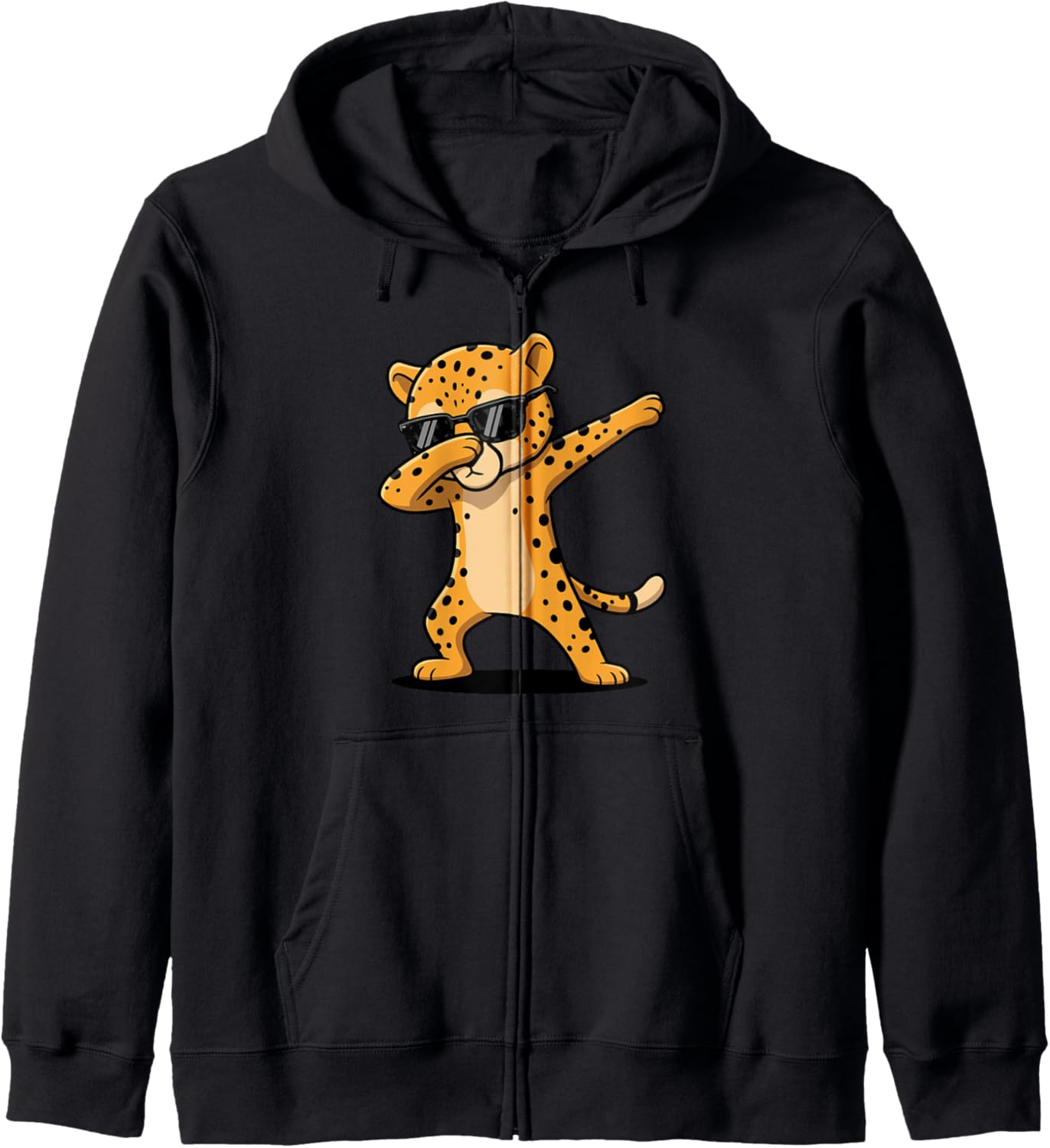 Funny Dabbing Cheetah Shirt Boys Mens Animal Print Cheetah Zip Hoodie Hoodie Streetwear Style US Top Pick