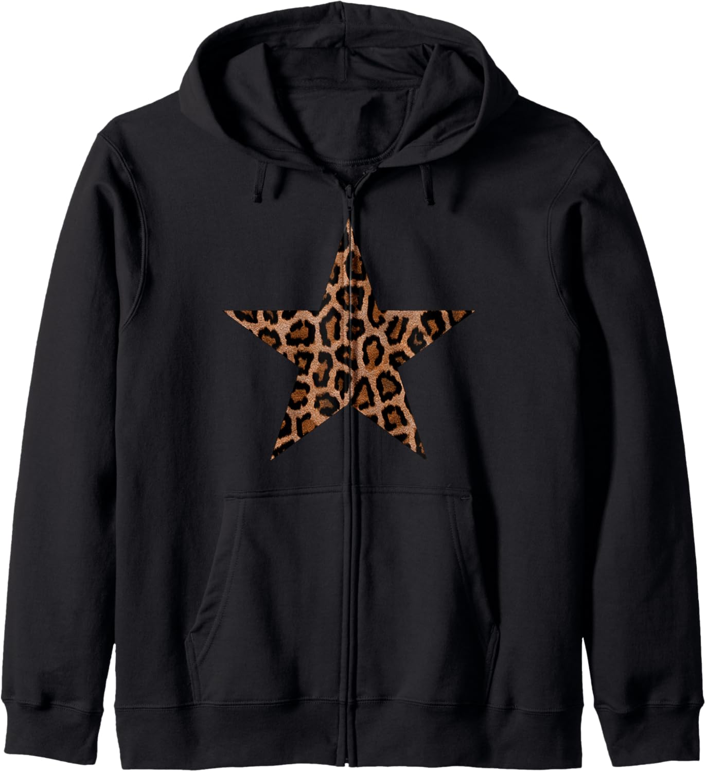 Star Shape Cute Cheetah Leopard Print Graphic Zip Hoodie Hoodie Comfort Fit Gift Ready