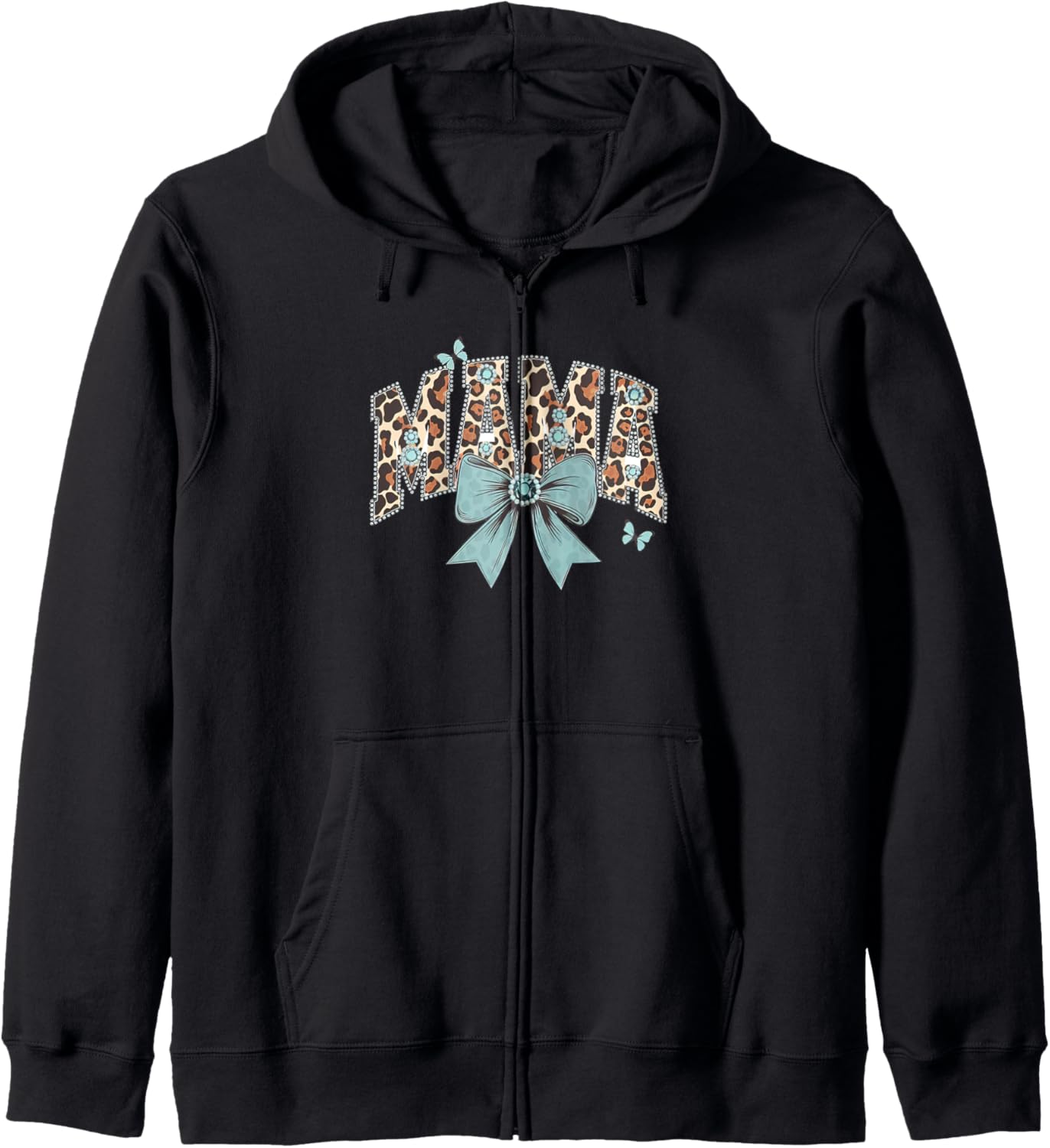 Mama Coquette Bow Cheetah Leopard Print Mom Mothers Day Zip Hoodie Hoodie Viral TikTok Find Fan Favorite