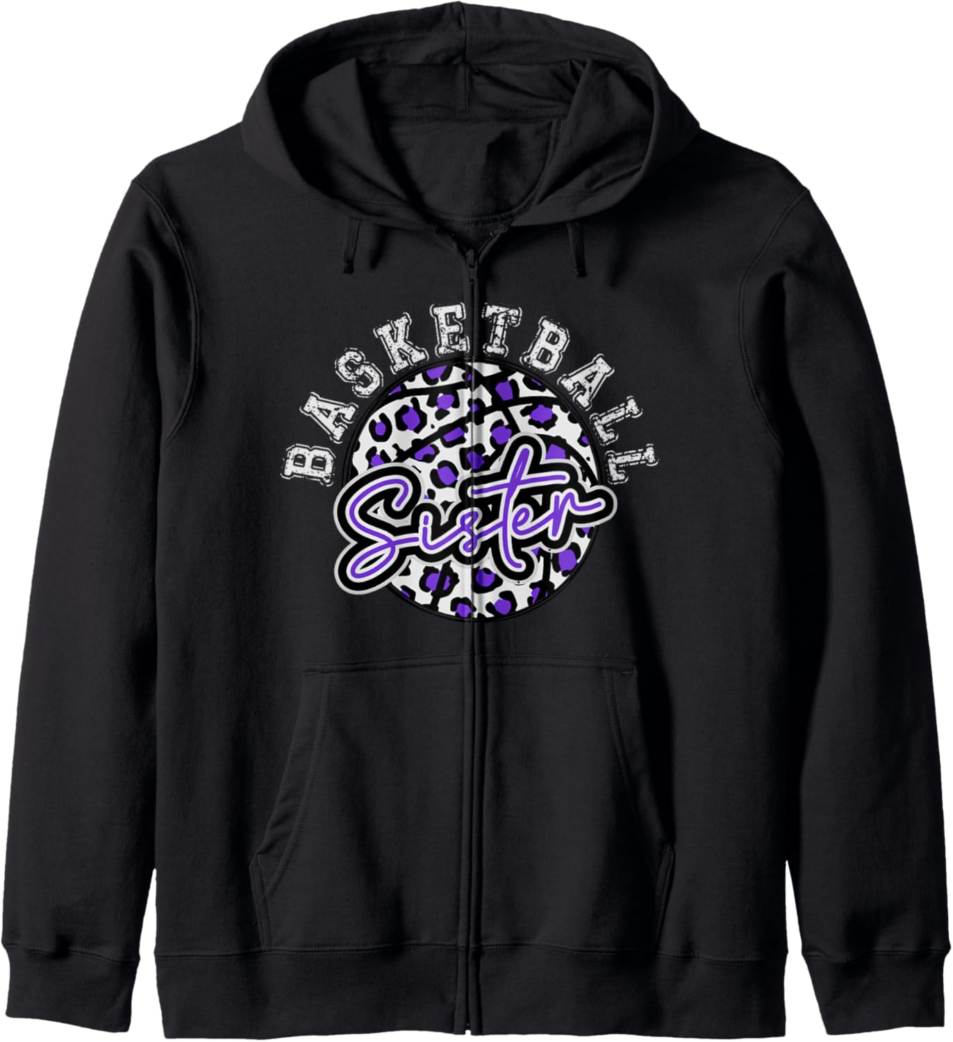 Leopard Cheetah Basketball Sister Purple Trendy Spirit Zip Hoodie Hoodie Comfort Fit Gift Ready