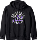 Leopard Cheetah Volleyball Purple Nana Shirt Womens Trendy Zip Hoodie Hoodie Streetwear Style US Top Pick