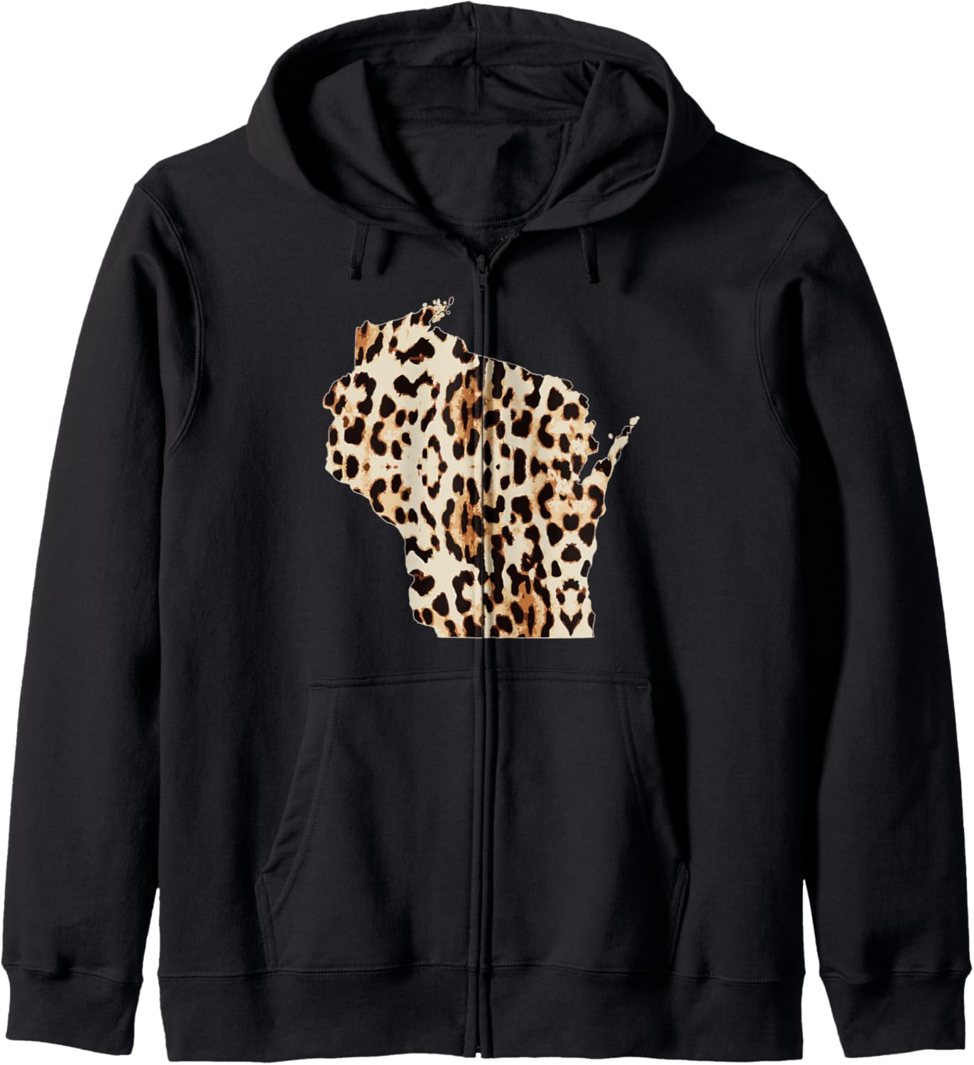 Cool Home Wisconsin State Leopard Cheetah Print Zip Hoodie Hoodie Premium Print Gift Ready