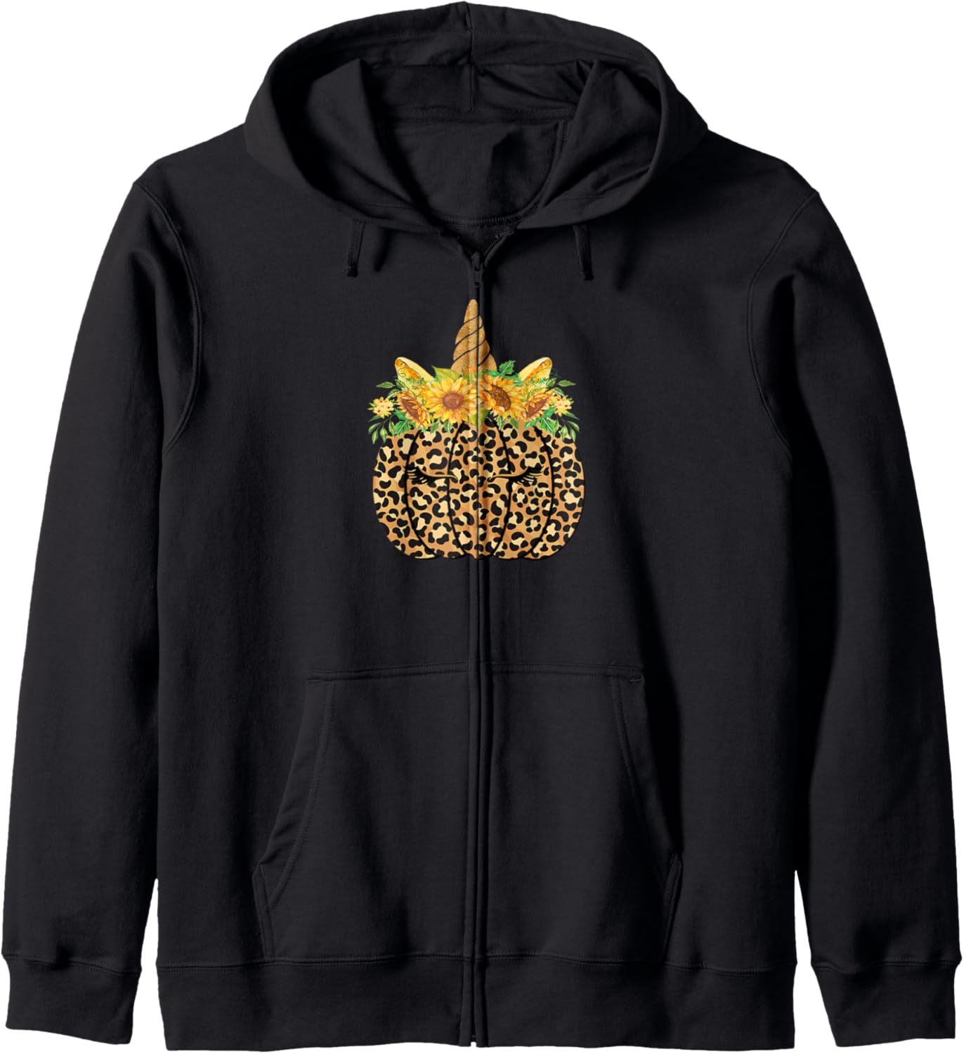 Cute Unicorn Pumpkin Sunflower Cheetah Print Thanksgiving Zip Hoodie Hoodie Trending US Everyday Wear