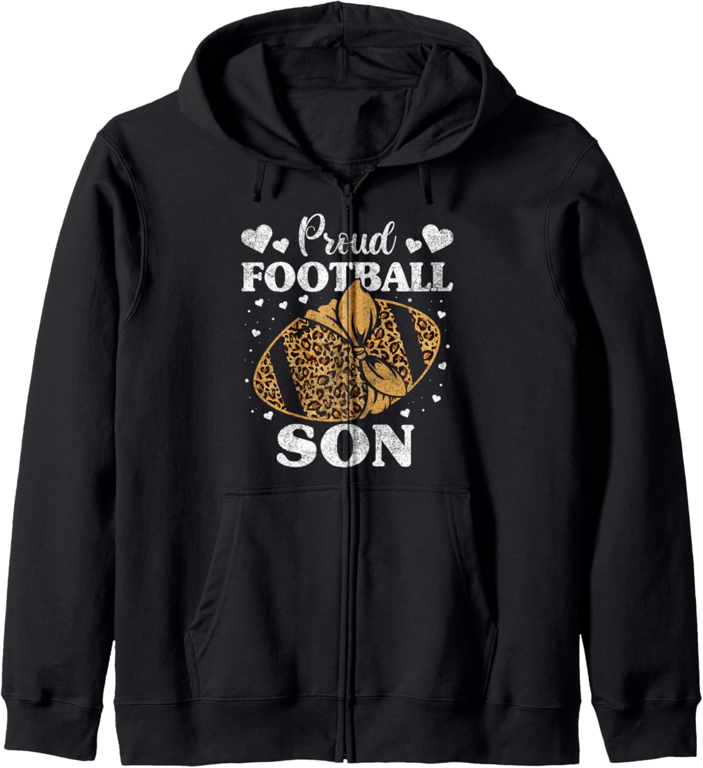 Proud Football Son Shirt Boys Dad Football Cheetah Print Zip Hoodie Hoodie Comfort Fit Hot Right Now