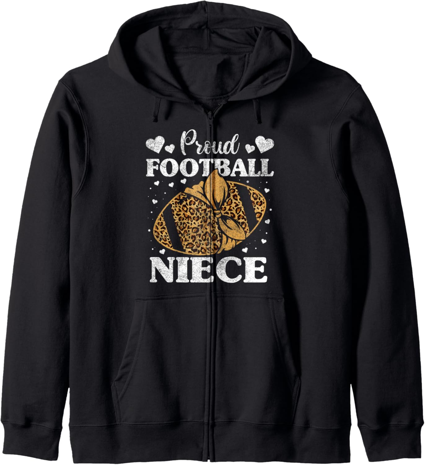 Proud Football Niece Shirt Girls Football Cheetah Print Zip Hoodie Hoodie Viral TikTok Find Best Seller Look