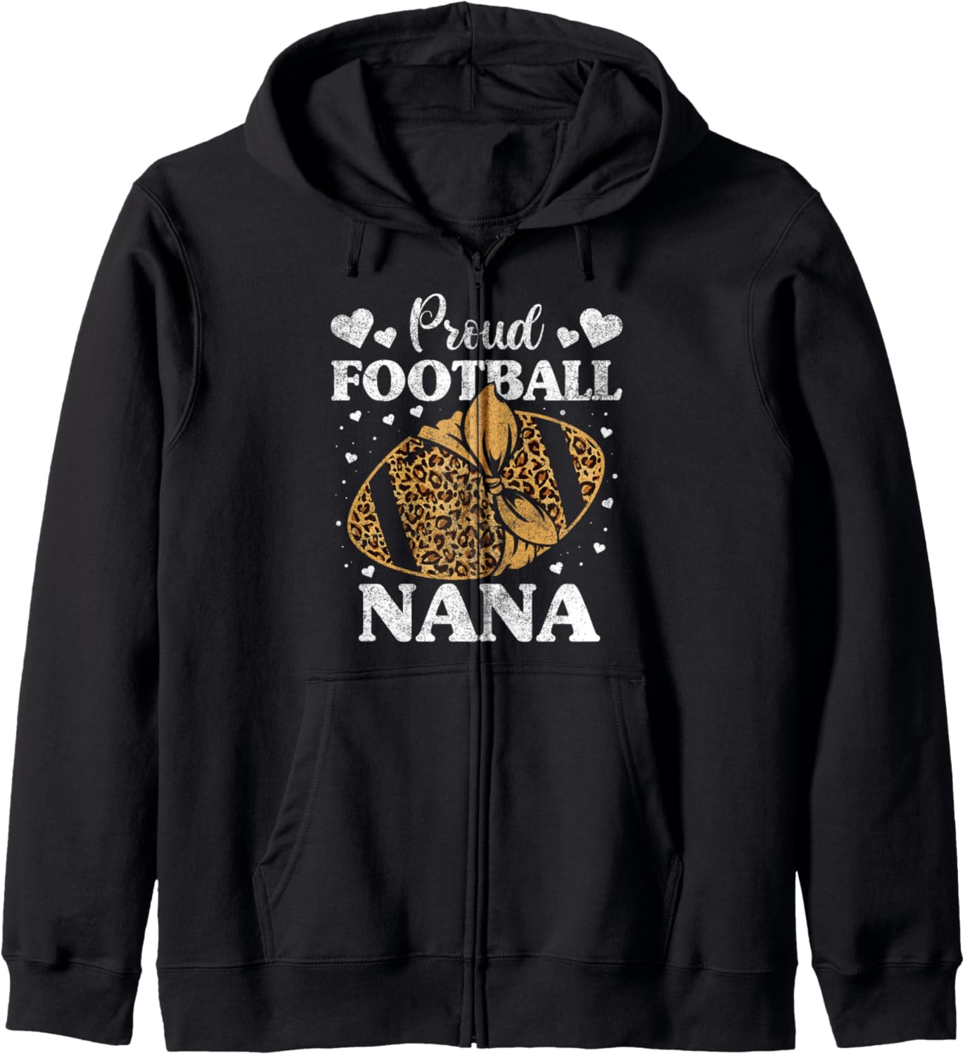 Womens Proud Football Nana Shirts Football Cheetah Print Zip Hoodie Hoodie Viral TikTok Find Gift Ready