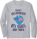 Easily Distracted By Cats And Yarn Knitting Crocheting Long Sleeve Yarn Supply | Viral US Pick | High CTR Title