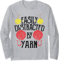 Knitting Easily Distracted By Yarn - Crochet Sayings Long Sleeve Yarn Supply | Premium Quality | High CTR Title