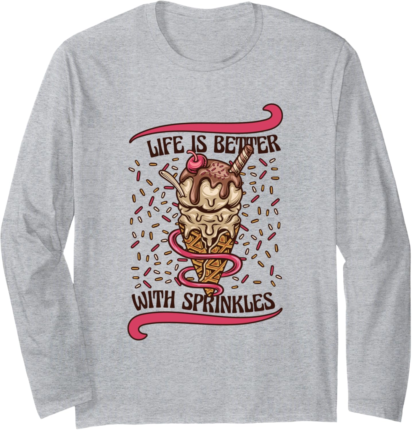 Life Is Better With Sprinkles Gelato Maker Lover Ice Cream Long Sleeve Apparel | US Viral Style | Comfort Daily Wear