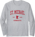 St. Michael Minnesota MN Vintage Sports Design Red Print Long Sleeve Apparel | Premium Quality