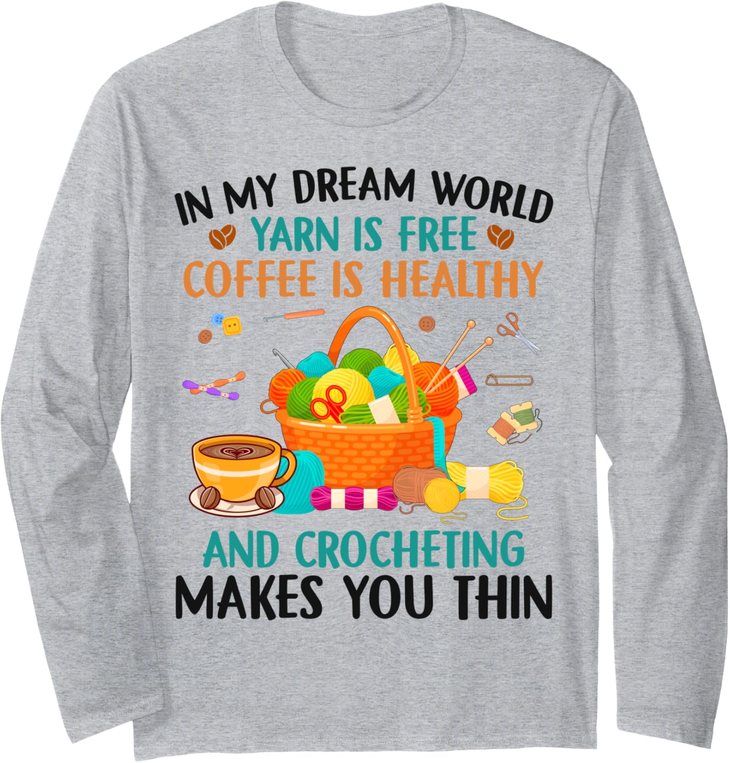 Crochet Yarn Coffee Collecting Lover knitting Yarn Hoarder Long Sleeve Yarn Supply | High Search Volume | Customer Fa...
