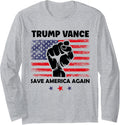 Trump Vance 2024 Donald Trump J.D. Vance Save America Again Long Sleeve Apparel | US Viral Style