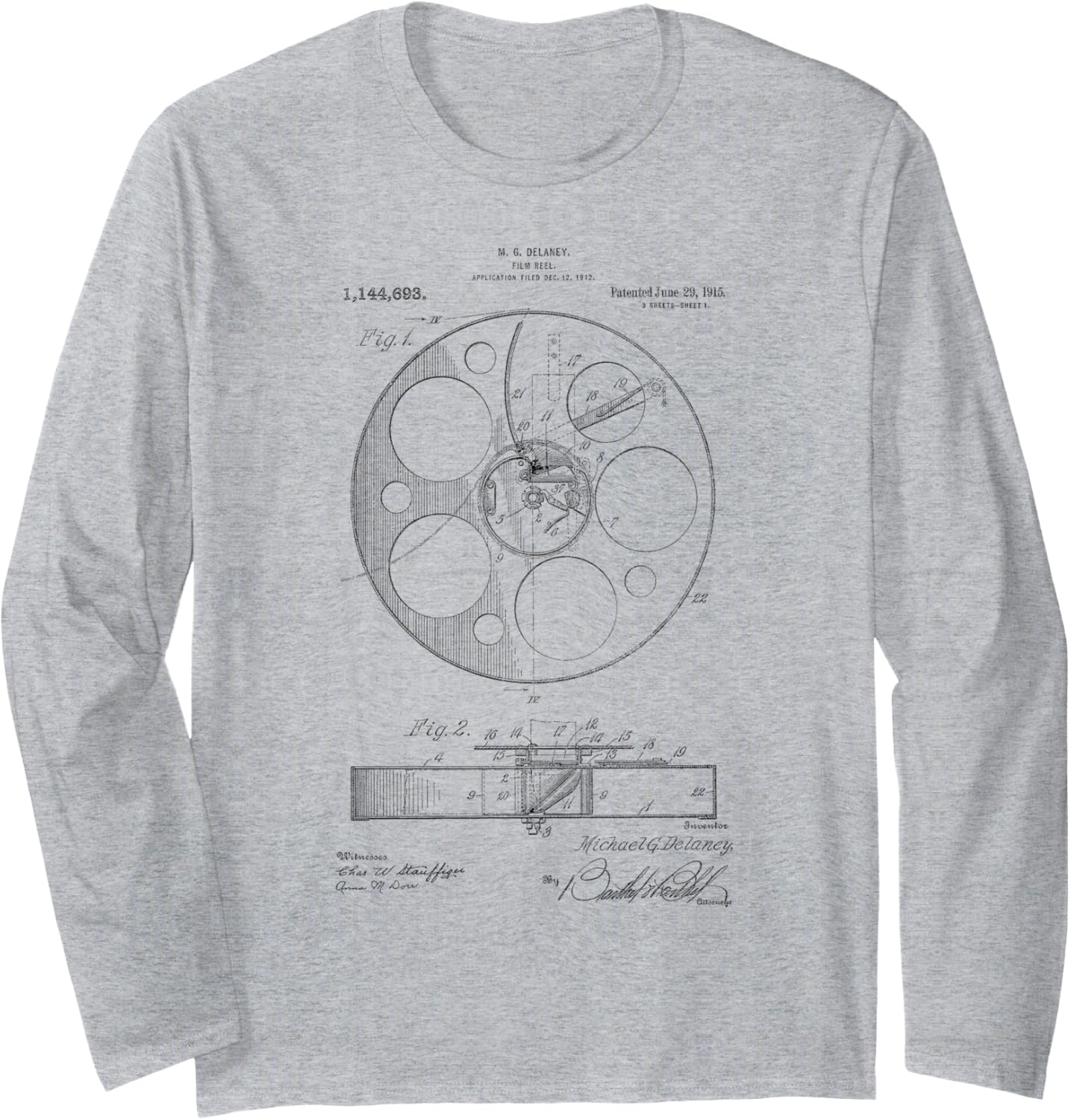 Film Reel, Movie, Filmmaker, Patent Long Sleeve Apparel | Premium Quality | Comfort Daily Wear