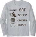 Eat Sleep Crochet Repeat Funny Yarn Crafting Sleep Pajama Long Sleeve Yarn Supply | Viral US Pick | Customer Favorite
