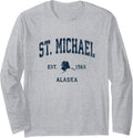 St. Michael Alaska AK Vintage Athletic Navy Sports Design Long Sleeve Apparel | US Best Seller
