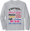 Kids Waymaker Miracle Worker Rainbow Boho Christian Long Sleeve Apparel | US Viral Style | Comfort Daily Wear