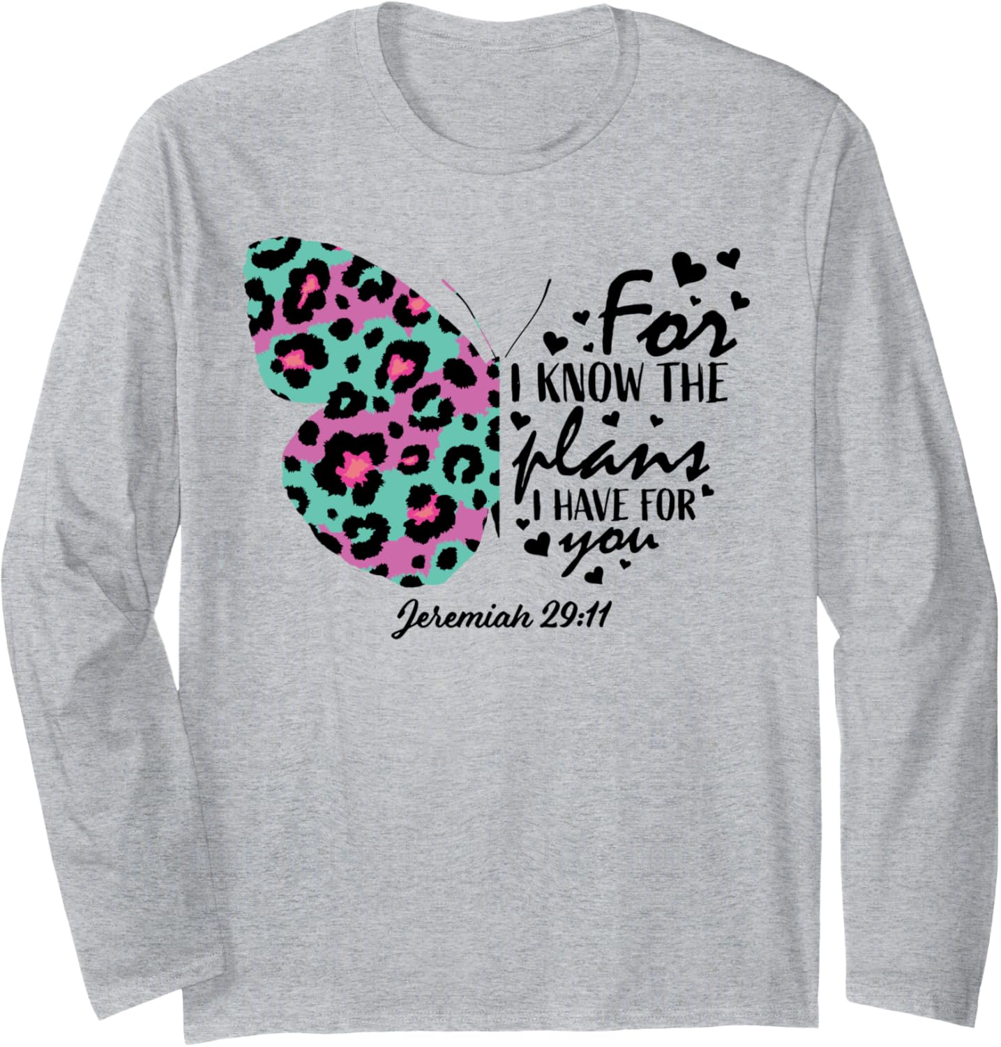 Purple Turquoise Butterfly Cheetah Print Christian Religious Long Sleeve Long Sleeve T Shirt High Search Demand US Top P