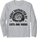 Easily Distracted By Cats And Yarns Crocheting Yarn Crochet Long Sleeve Yarn Supply | Top Rated | Best Seller Choice
