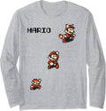 Super Mario Maker 8-Bit Pixel Tanooki Mario Evolution Long Sleeve Apparel | Trending 2025 | Must-Have Style