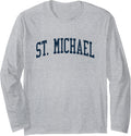 St. Michael PA Vintage Athletic Sports JSN2 Navy Print Long Sleeve Apparel | Everyday Casual Wear