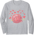 Crocheting Lover Knitter Crocheter Hearts Yarn Knitting Long Sleeve Yarn Supply | High Search Volume | Customer Favorite