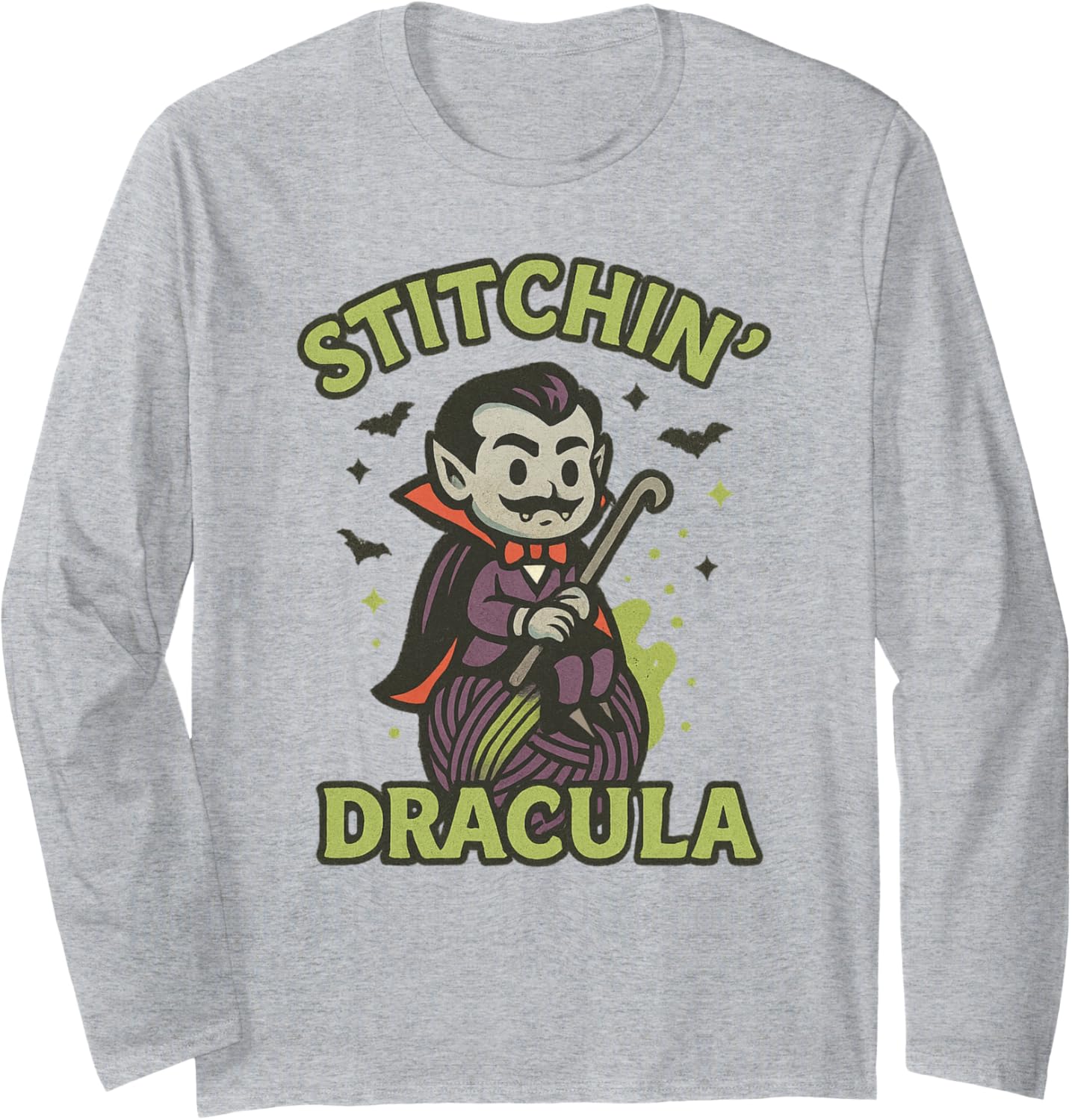 Stitchin u2019 Dracula Halloween Crochet Funny Vampire Yarn Long Sleeve Yarn Supply | Premium Quality | Customer Favo...