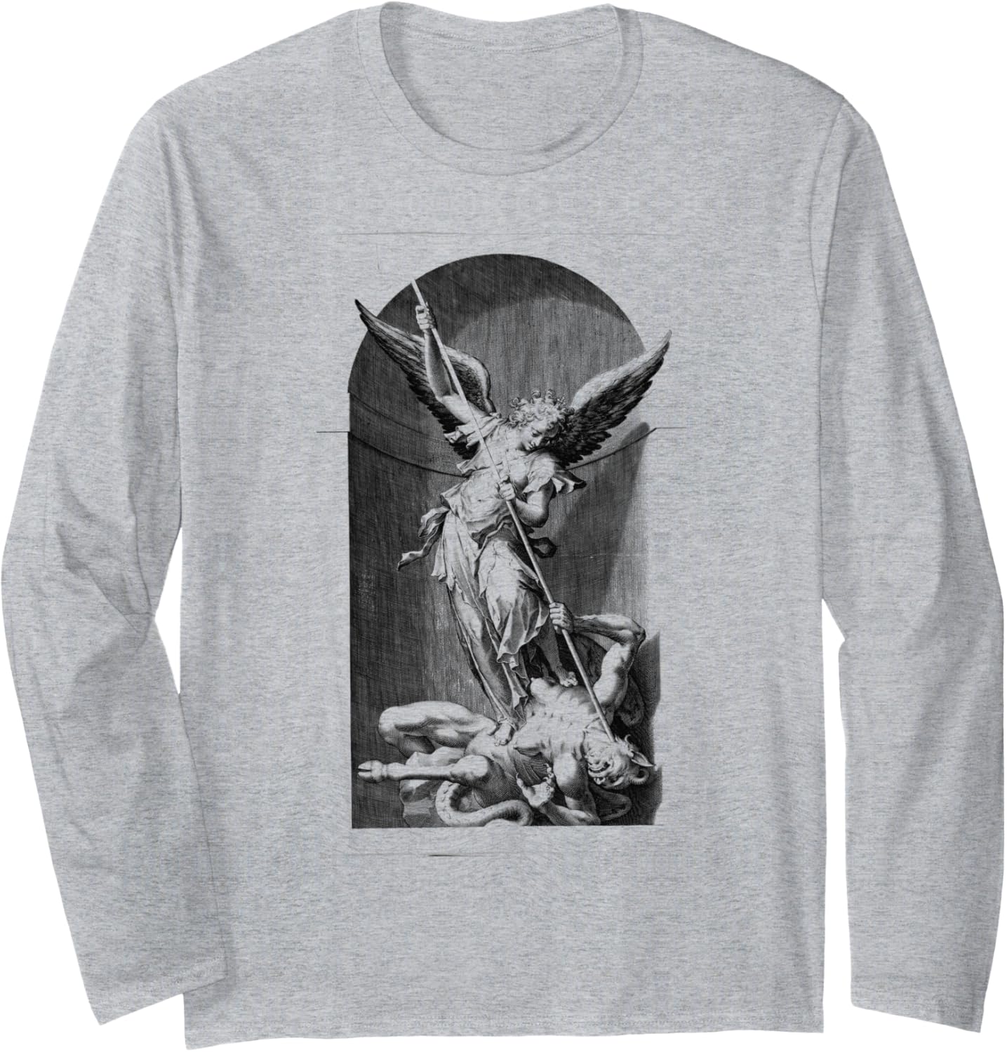 Saint Michael the Archangel Defeating Satan Christian Long Sleeve Apparel | Trending 2025