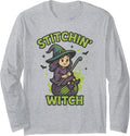 Stitchin u2019 Witch Halloween Crochet Funny Knitting Yarn Long Sleeve Yarn Supply | High Search Volume | Perfect for...