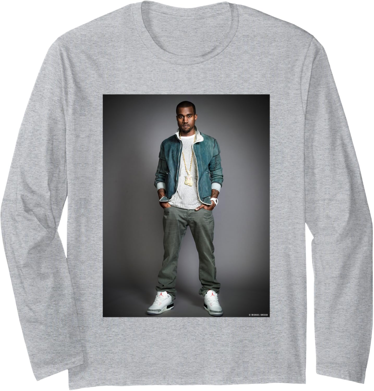 Kanye West Rap Artist by Michael Grecco Long Sleeve Apparel | Everyday Casual Wear
