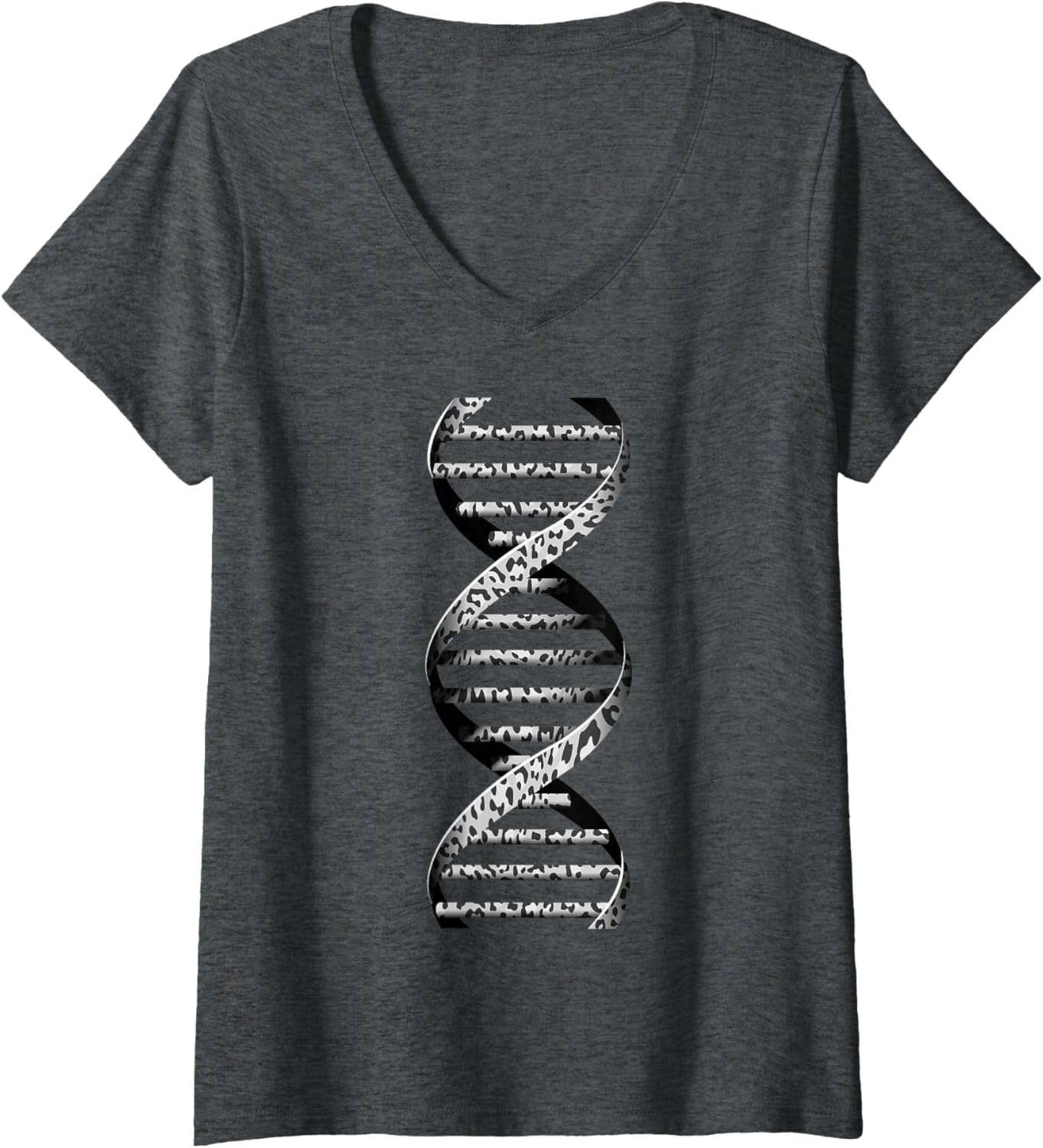 Womens Funny Leopard Print DNA Helix Cute Molecular Biology Gift V Neck Apparel Premium Print US Top Pick