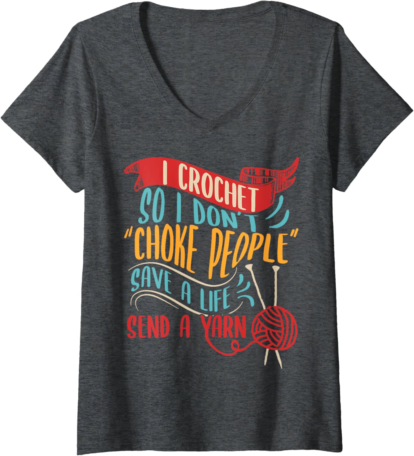 Womens Crochet Yarn Quilting Knitting Crocheting for Crocheter V-Neck Yarn Supply | Trending 2025 | Perfect for Crafters