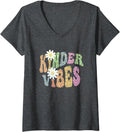 Womens Rainbow KINDER VIBES Retro Kindergarten Leopard Print V Neck Apparel Comfort Fit Best Seller Look