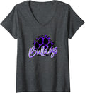 Womens Bulldogs Purple Black Cheetah School Sports Fan Team Spirit V Neck Apparel High Search Demand Gift Ready