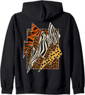 Cheetah Tiger Leopard Zebra Lightning Wild Animal Print Zoo Zip Hoodie Hoodie Comfort Fit US Top Pick