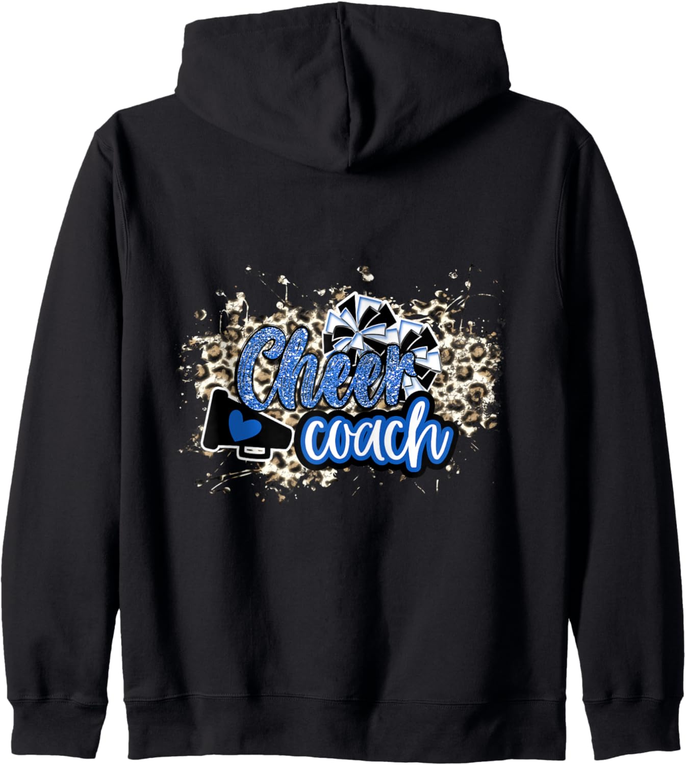 Cheer Coach Shirt Megaphone Blue Leopard Cheetah Print Zip Hoodie Hoodie High Search Demand Hot Right Now