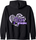 Cheer Grandma Shirt Megaphone Purple Leopard Cheetah Print Zip Hoodie Hoodie Streetwear Style US Top Pick
