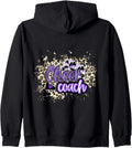 Cheer Coach Shirt Megaphone Purple Leopard Cheetah Print Zip Hoodie Hoodie Streetwear Style Gift Ready