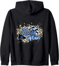 Cheer Captain Shirt Megaphone Blue Leopard Cheetah Print Zip Hoodie Hoodie High Search Demand Best Seller Look