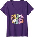 Groovy PRE K VIBES School Teacher Cheetah PreK Retro Trendy V Neck Apparel Comfort Fit US Top Pick