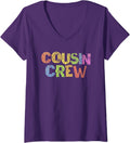 Womens Funny COUSIN CREW Leopard Print Family Summer Camp Sleepover V Neck Apparel Trending US Gift Ready