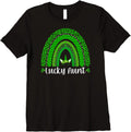 Womens Lucky Aunt Shirt Leopard Print Rainbow Unicorn Patrick s Day Premium T Shirt High Search Demand Hot Right Now