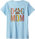 Womens Leopard Dog Mom On Back Dog Mama Fur Mom Cheetah Puppy V Neck Apparel Streetwear Style Gift Ready
