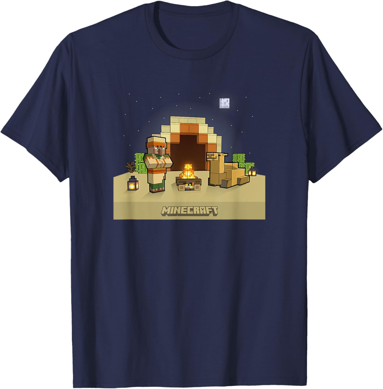 Minecraft Vanilla Villager & Camel Desert Fireplace At Night Apparel | Google Shopping Optimized | Top Rated Comfort