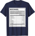 Catumet Names & Monograms Michael Nutritional Facts T-Shirt, Unisex, Blue, Small, Short Sleeve T-Shirt | Trending 2025