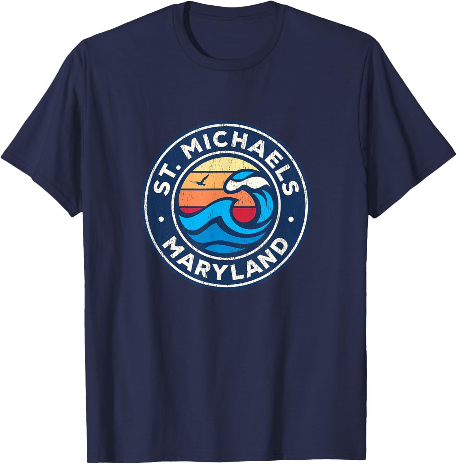 St. Michaels Maryland MD Vintage Nautical Waves Design Apparel | US Best Seller