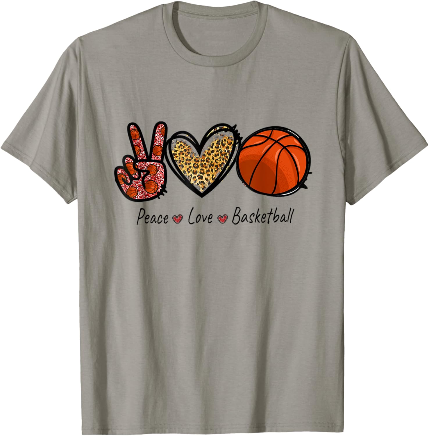 Peace Love Basketball Mom Leopard Print Cheetah Pattern Apparel Streetwear Style Gift Ready